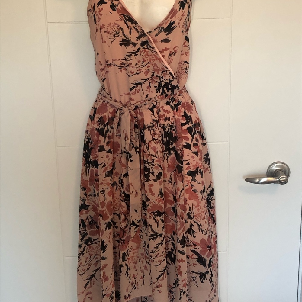 Aqua capsule fit & flare wrap dress floral